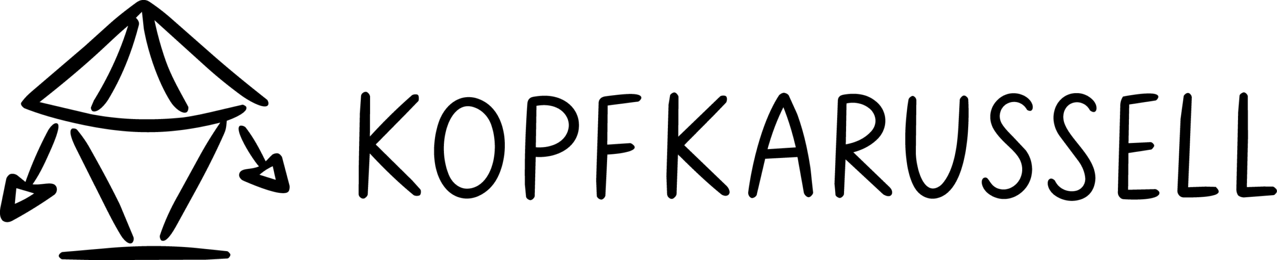 Black hand-drawn logo with a simple carousel icon next to the word “KOPFKARUSSELL” in uppercase letters.